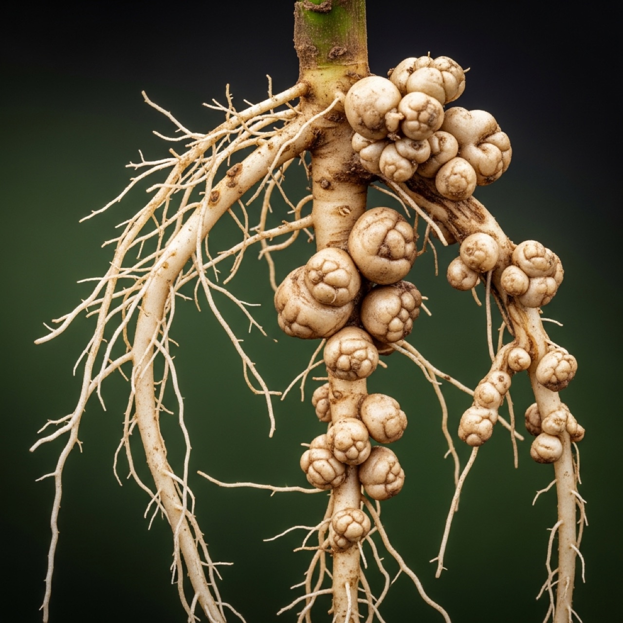 Root-knot nematode galls — a separate root-zone problem often blamed on Fusarium. Manage them independently.